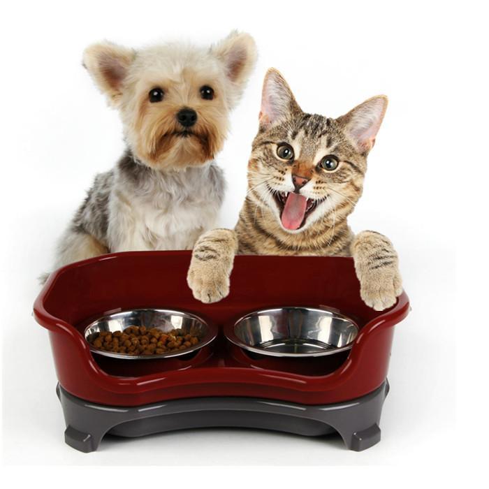 Pet Dog Cat Double Basin Splash-proof Bowl