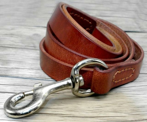 Durable Leather Dog Collar and Leash Genuine Leather Dogs Collar Pet